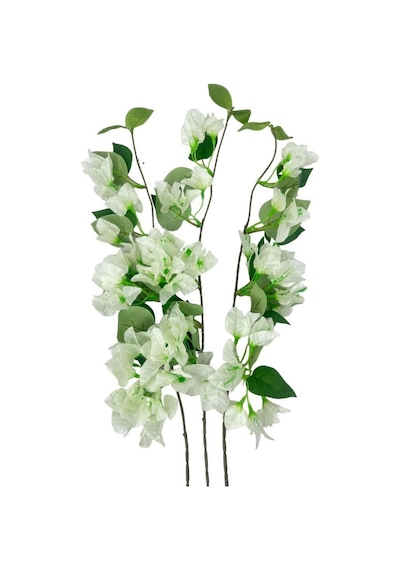 Yapay Çiçek 3dal Begonvil Çiçeği Beyaz 80cm Tek Dal Bodrum Çiçeği Sarkan Çiçek