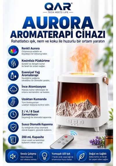 3d Dağ Tasarımlı Galaksi Efektli Hava Nemlendirici Aroma Difüzörü Dekoratif Ortam Nemlendirici