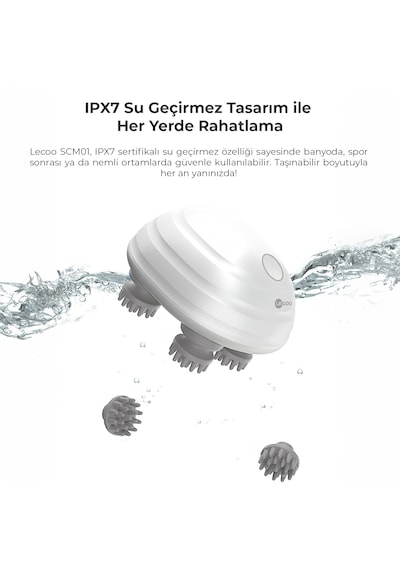 Lecoo SCM01 Kafa Bel Boyun Sırt Ayak Çok İşlevli IPX7 Taşınabilir Masaj Aleti Beyaz