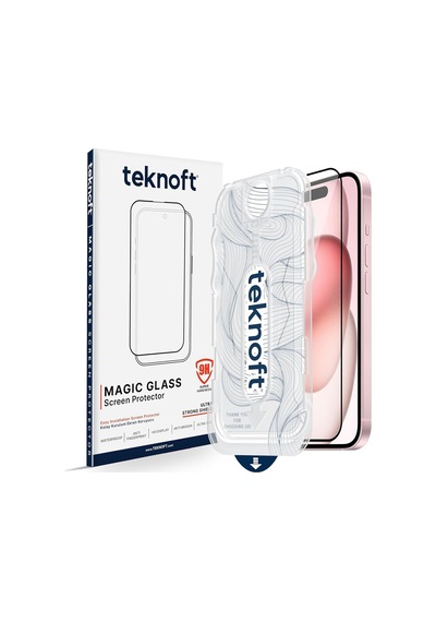 Teknoft Apple iPhone Uyumlu 15 İçin Kolay Kurulum Kitli Takılırken Camın Altında Kesinlikle Toz Bırakmayan Ekstra Sku: Zeus8690010059536