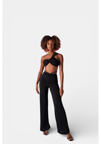 Holly Lolly Omuz Detaylı Beatrice Crop Siyah