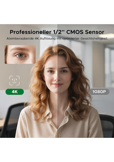1/2" Sensörlü Ugreen Finecam Pro 4k Web Kamerası, Aı Çerçeveleme, Aı Hareket Kontrolü, 7 Filtre Seçeneği, Aı Gürültü Azaltma, Pdaf Otomatik Odaklama, Canlı Yayın İçin Pc Kamerası, Video Konferans, Yakınlaştırma, Switch 2