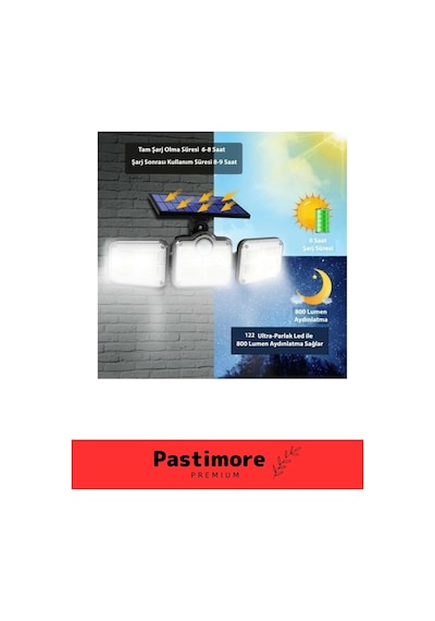 Premium Kumandalı Solar Güneş Enerjili 122 Ledli Hareket Sensörlü Bahçe Aydınlatma Sokak Lambası