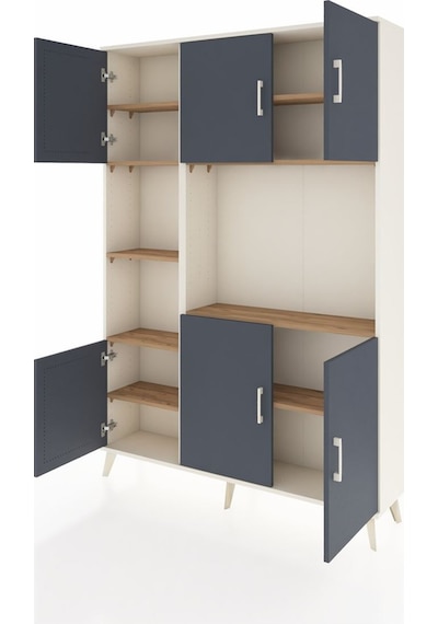 Arges Dolap 9 Raflı 6 Kapaklı 132x30x195 Aytaşı-antrasit/çam Aytaşı