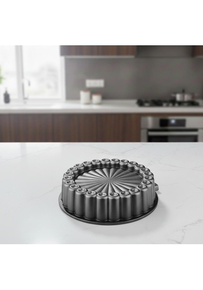 Granit Döküm Tart Kalıbı Kek Kalıbı 28 Cm Beyaz - Siyah