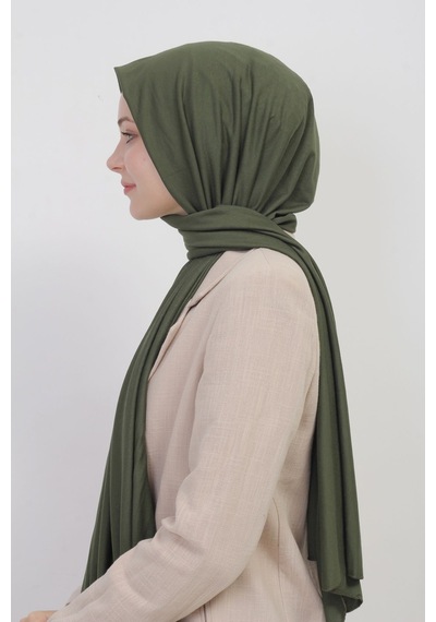 Manolyaşal İslamic Hijab Tesettür Penye Şal - 70 X 180 / Haki Haki