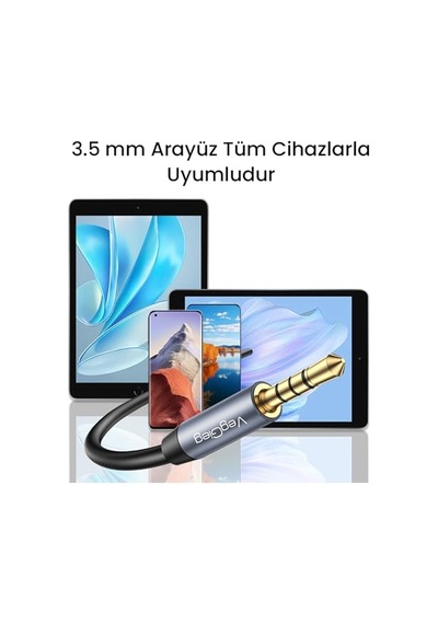 Veggieg 3.5mm Trss Aux Kulaklık Mikrofon Ses Uzatma Kablosu 1 Metre