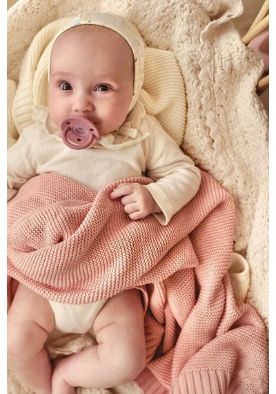Kız Ve Erkek Bebek Için Triko Örgü Bebek Battaniyesi 90cm X110cm Basics Pudra Pembe Pembe2 Pembe2