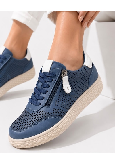 Papucumun Dünyası Kadın Hakiki Deri Nefes Alan Ortopedik Konfor Yan Fermuar Detaylı Sneaker Mavi Papucumun Dünyası Kadın Hakiki Deri Nefes Alan Ortopedik Konfor Yan Fermuar Detaylı Sneaker Mavi