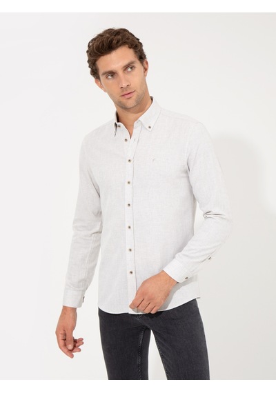 Cacharel Taş Slim Fit Uzun Kollu Gömlek Gri
