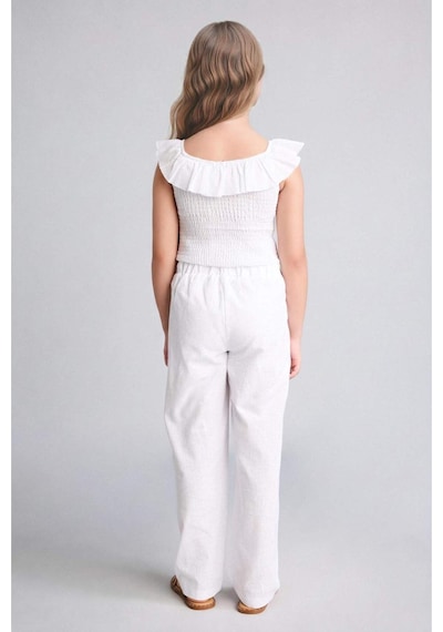 Defacto Barrel Fıt Poplin Beyaz Pantolon Kız Çocuk I0430a826hswt34 Beyaz-wt34