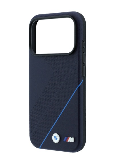 Apple Uyumlu iPhone 18 Pro Max Kılıf Bmw Lisanslı M-safeli M Logolu Lastik İzi Desenli Mavi Çizgili Kapak Laciver Lacivert