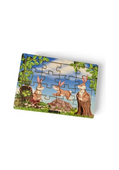 Tavşanlar 16 Parça Eğitici Öğretici Ahşap Çocuk Puzzle Yapboz Bebek Çocuk Oyuncak