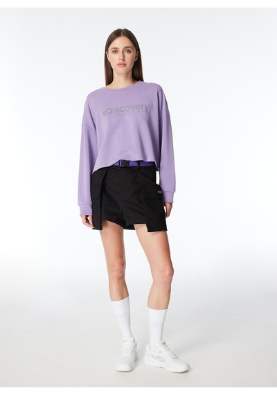 Discovery Expedition Lila Kadın Bisiklet Yaka Oversize Baskılı Sweatshirt D4sl-swt3030