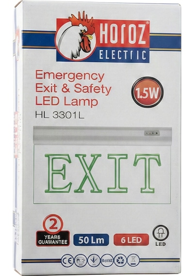 Horoz Zoff 1.5w 50 Lümen Şarjlı Camlı Acil Çıkış Exit Levhası Diğer