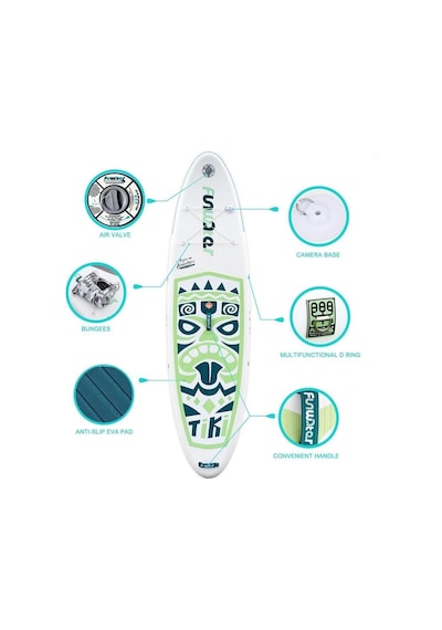 Funawater Tiki Şişme Sup Board/stand Up Paddle Board Pati Dostu Yüzey 320x85x15 Cm