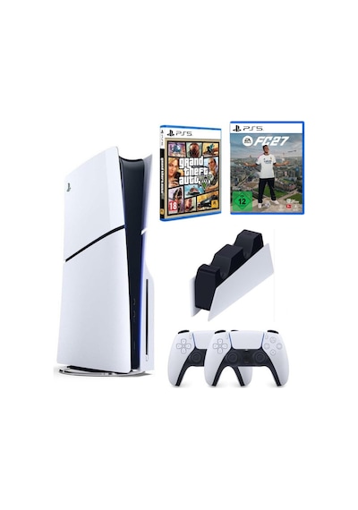Playstation 5 Slim Cdli + 2.kol Dualsense + Şarj İstasyonu + Gta 5 + Ps5 FC27 İthalatçı Garantili