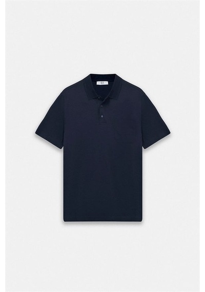 Süvari Lacivert Regular Düz Baskısız Düz Fermuarlı Polo Yaka Tişört Ts1014000442-m09