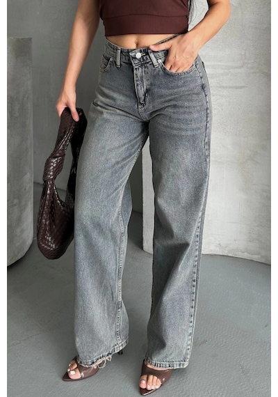 Palazzo Bıyık Kar Yıkama Buz Mavi Jeans Pantolon D2008 Mavi