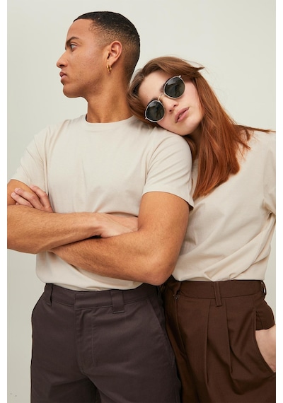 Jack & Jones Erkek T Shirt 12113648-Krem