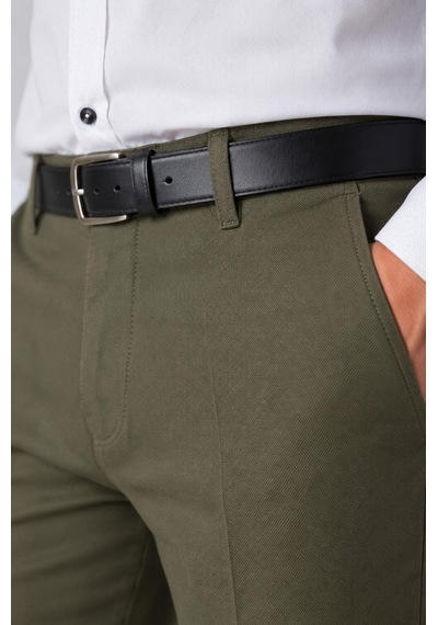 Classics Men Caserta Regular Fit Erkek Armürlü Keten Pantolon - 7635 haki