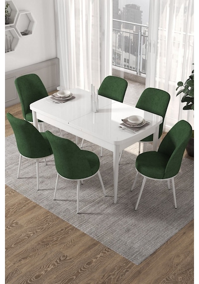 Canisa Kor Serisi 70x114 Açılabilir Mutfak Masası Takımı Beyaz Masa 6 Haki Yeşil Sandalye Masa Beyaz Sandalyeler Haki Yeşili Canisa Kor Serisi 70x114 Açılabilir Mutfak Masası Takımı Beyaz Masa 6 Haki Yeşil Sandalye Masa Beyaz Sandalyeler Haki Yeşili