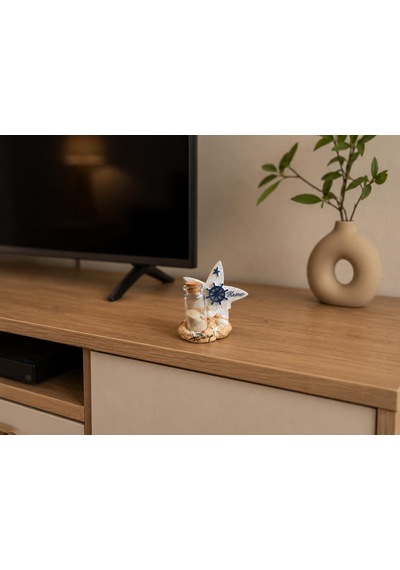 Kemer Deniz Temalı Mini Dekor Biblo Kum Şişeli Deniz Yıldızı Hediyelik Biblo 8x7 Cm