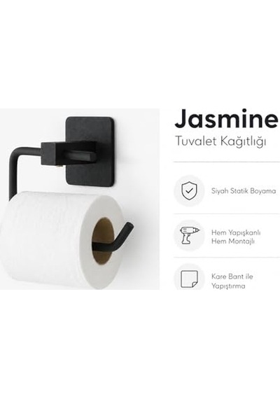Yapışkanlı Siyah Kare Açık Tuvalet Kağıtlığı Wc Kağıtlık Tuvalet Kağıdı Askısı Diğer