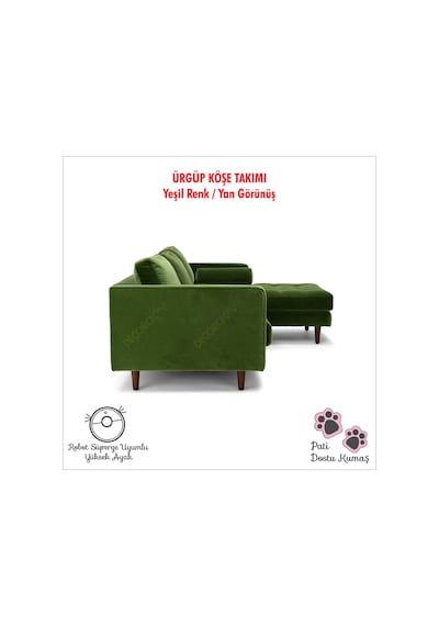 Ürgüp Yeşil Modern Rahat Köşe Takımı Yumuşak Sünger Yüksek Ayak Baby Face Kumaş Pofuduk Sağ Köşe Yeşil Ürgüp Yeşil Modern Rahat Köşe Takımı Yumuşak Sünger Yüksek Ayak Baby Face Kumaş Pofuduk Sağ Köşe Yeşil