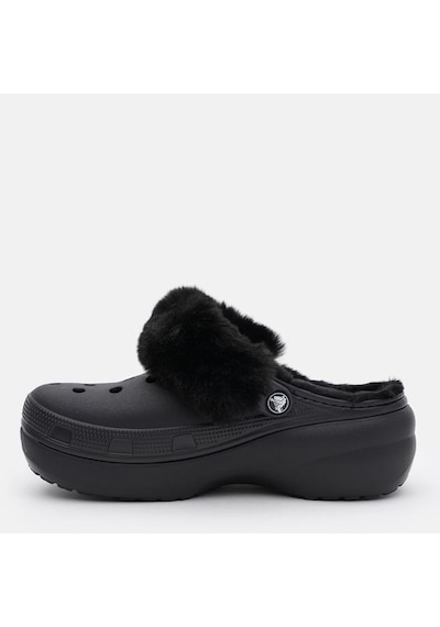 Crocs Classic Platform Fuzz Lined Clog Black Terlik 212854-001 Siyah