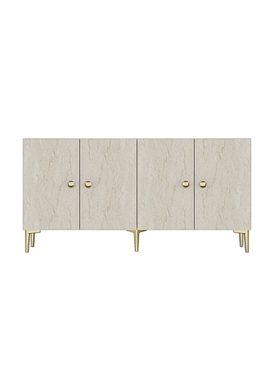 Ka1817btg Simple Konsol Ve Tv Sehpası Beyaz-traverten-gold 180cm