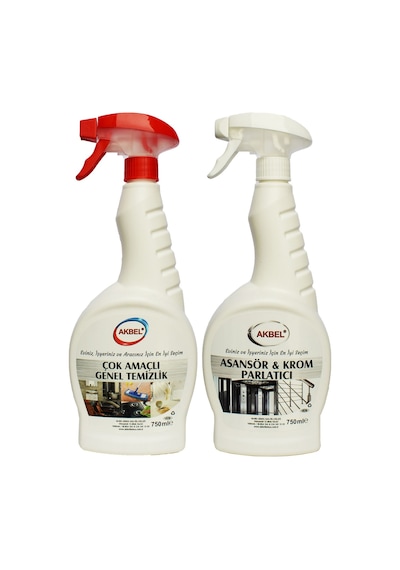 Akbel Asansör ve Krom Parlatıcı + Çok Amaçlı Genel Temizlik 2 x 750 ML