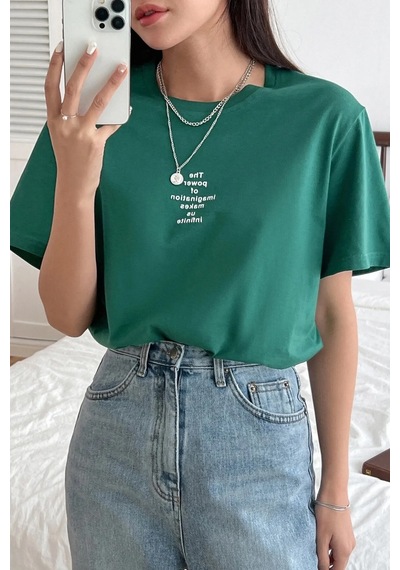 Unisex The Power Of Baskılı Tasarım Tshirt Yeşil