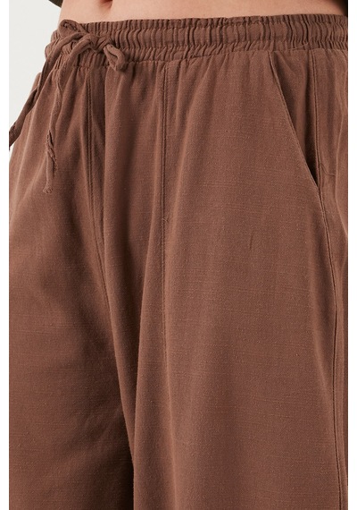 Lela Pamuklu Relaxed Fit Normal Bel Daralan Paça Bayan Pantolon 668Yp5198 Kahve