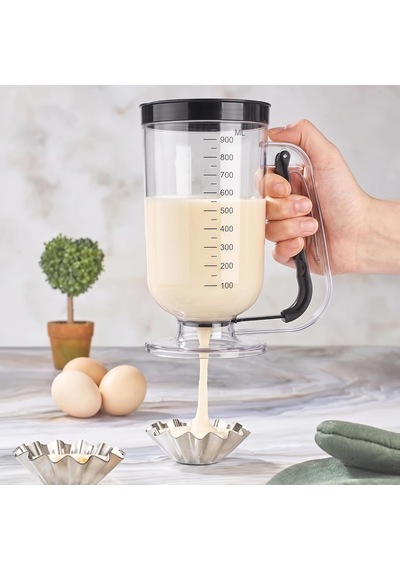 Porsiyonlayıcı Hamur Akıtıcı Krep Waffle Cupcake Dağıtıcı 900 Ml Siyah