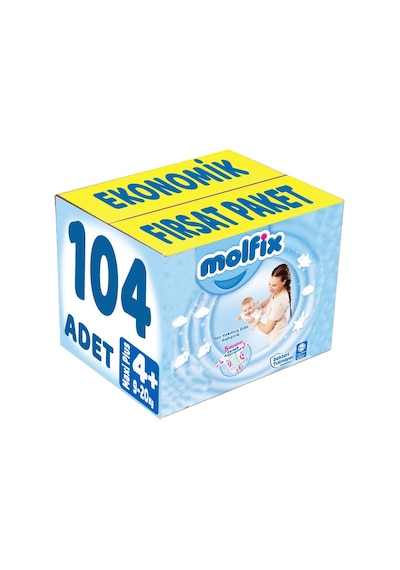 Molfix Bebek Bezi 4 Numara Maxi Plus Ekonomik Fırsat Paket 104 Adet 2'li