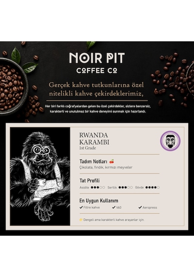 Noir Pit Coffee Co. Rwanda Karambi Çekirdek Kahve 1000 G