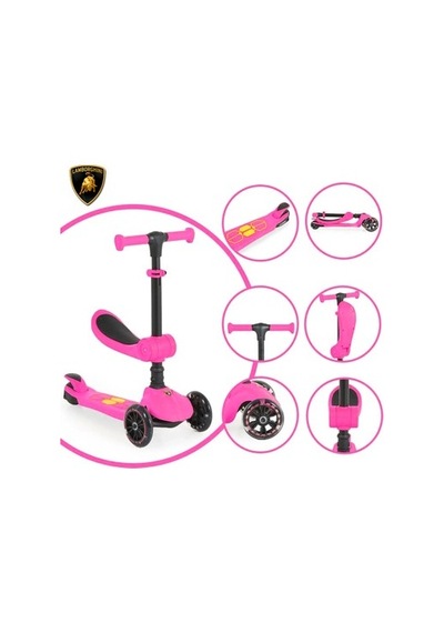 2in1 Katlanabilir Oturaklı Işıklı Çocuk Scooter Açık Mavi