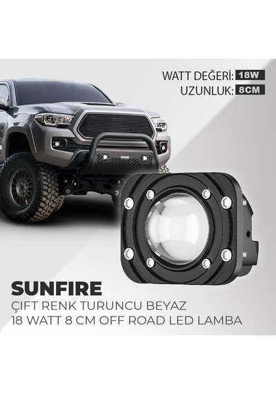 Sunfire 18W Çift Renk Gömme Montaj Turuncu Beyaz 8cm Off Road Led