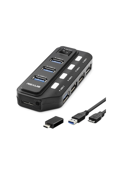 Usb Type-c 3.2 Gen1 Anahtarlı Hub 7 Port 5 Gbps Siyah U332 Evimdeyokyok