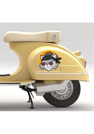 Gözlüklü Kedi Sticker - Araba Oto Motosiklet Karavan Cam Sticker - 00247 15x15 Cm