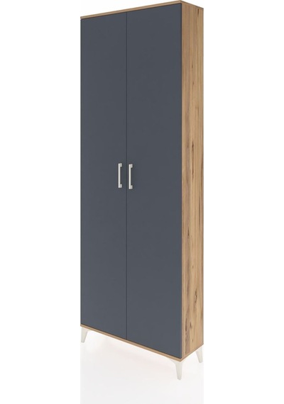 Arges Dolap 2 Raflı 2 Kapaklı Tek Askılı 88x30x243 Çam-antrasit Çam