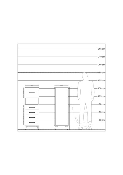 Kronos Dolap Tek Raflı 5 Çekmeceli 44x59x134 Çam-çam Atlas Çam
