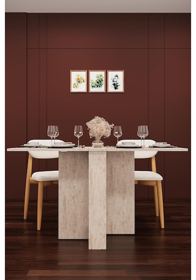 Ayrex Asra Trend Sidon Desen Km-32 Ultra İnce Katlanır Masa 133x60 Cm 17 Cm Kapalı Genişlik 6 Kişilik Yer Tasarrufu Genel