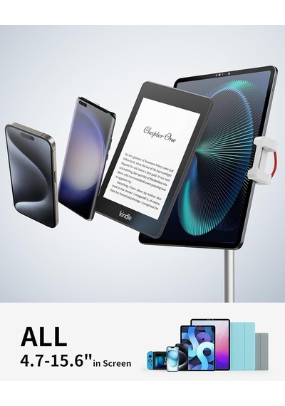 Saıjı Tablet Standı Tutucu, Ayarlanabilir Telefon Standı, 360 Derece Döner, Alüminyum Alaşımlı Cradle Masaüstü Tutucu 4.7"-12.9" Ekran Telefonları İçin Gümüş Diğer