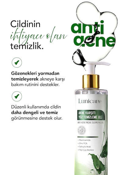 Lunicare Yağlı Ve Akneye Eğilimli Ciltler İçin Yüz Temizleme Jeli 250 Ml