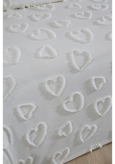 Çeyiz Diyarı Pure Love 3 Parça Çift Kişilik Pike Takımı Krem Krem