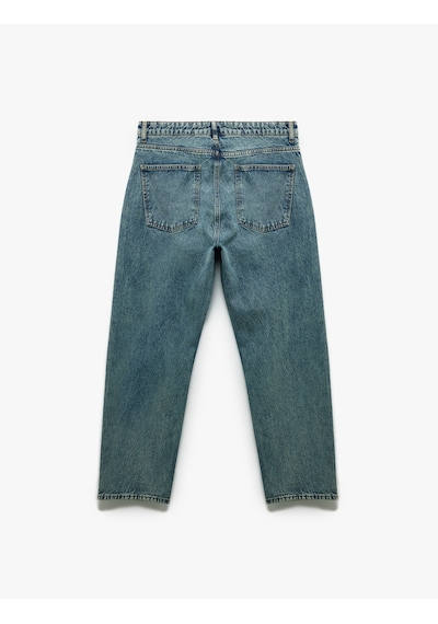 Koton Pamuklu Cep Detaylı Bol Baggy Jean Pantolon Orta İndigo 6wam40023ıd İndigo