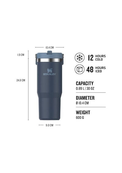 Stanley The Iceflow Flip Straw Pipetli Termos Bardak - Stanley 0327 - 0.89 L - Lacivert - Mavi Stanley The Iceflow Flip Straw Pipetli Termos Bardak - Stanley 0327 - 0.89 L - Lacivert - Mavi