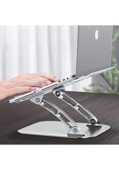 Ally T602 Ayarlanabilir Katlanır Isı Havalandırmalı Alüminyum Laptop Standı- 5775 Renk: Gümüş